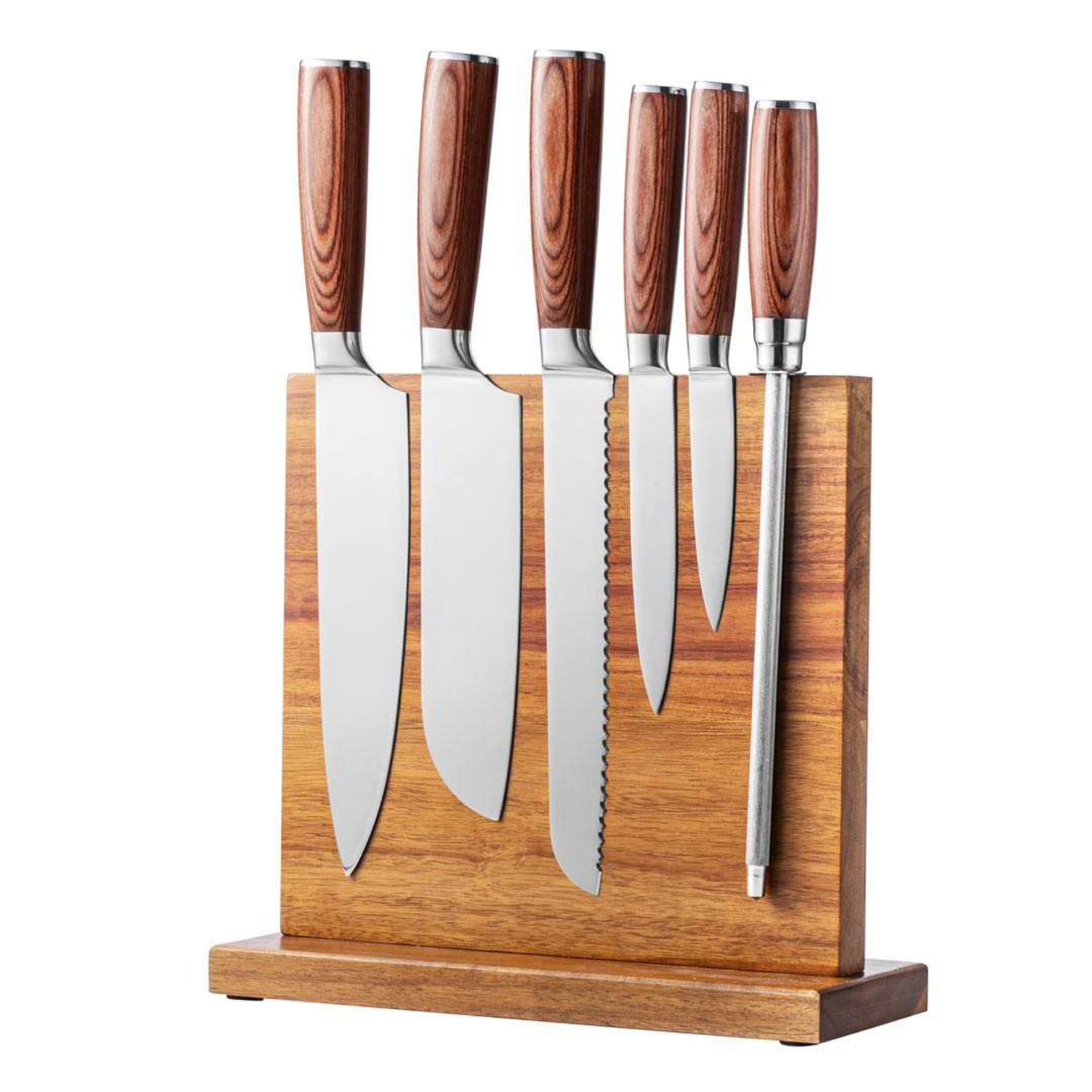 9 Piece Kitchen & Steak Knife Set With Acacia Knife Block
